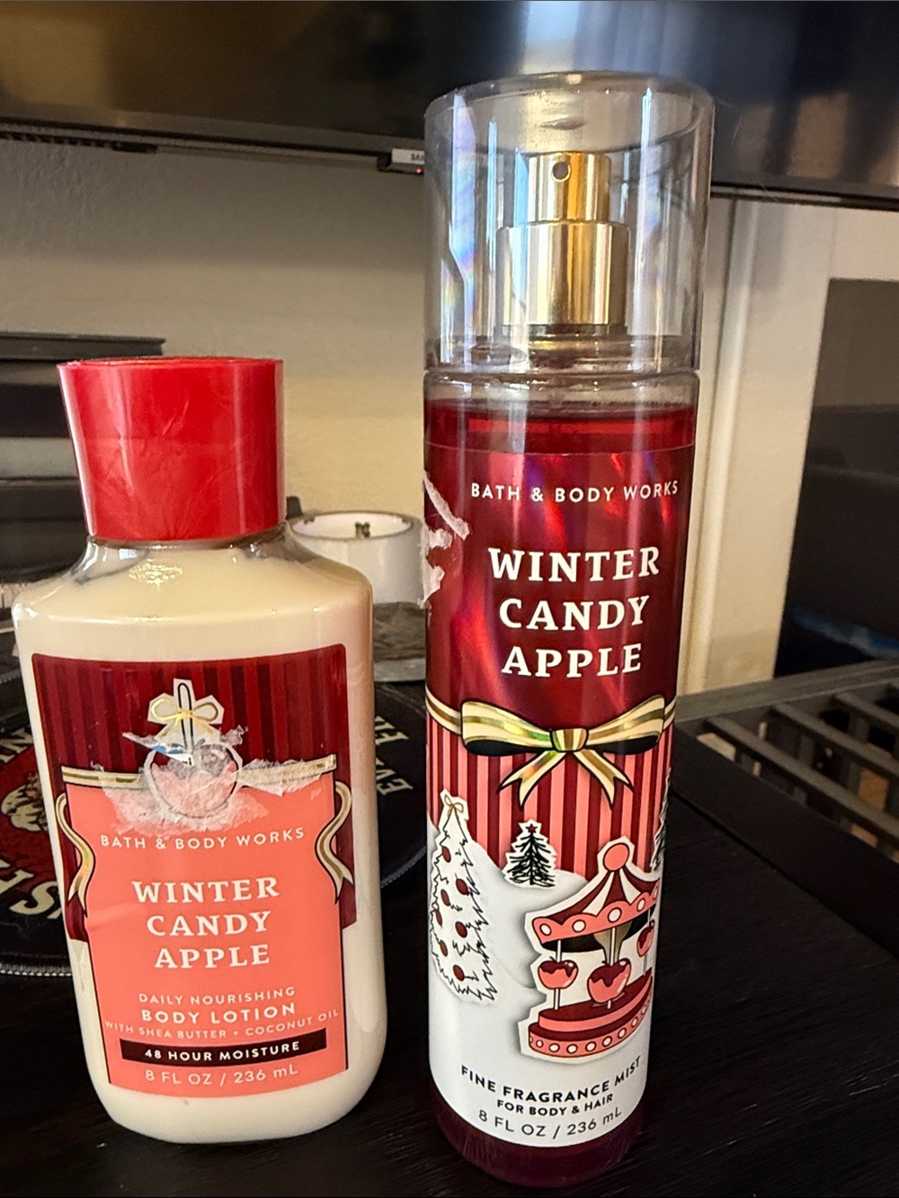 Bath & Body Works Winter Candy Apple Body Lotion & Fine Fragrance Mist - Red